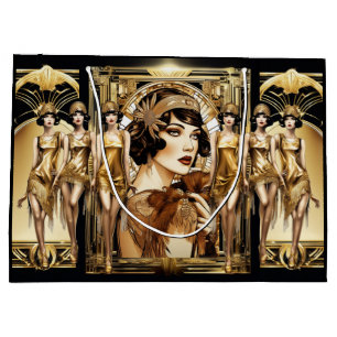 Sacola Para Presentes Grande Garota do grande Gatsby de cabelo castanho festa d