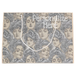 Sacola Para Presentes Grande Garota Gibson vitoriana cinza de pêssego