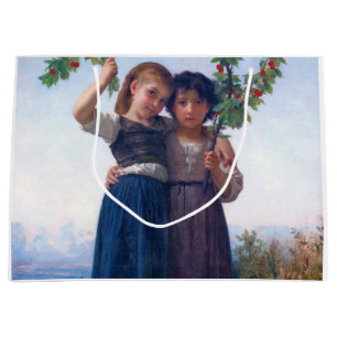 Sacola Para Presentes Grande Garotas com o Ramal de Cereja, Bouguereau