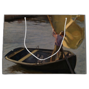 Sacola Para Presentes Grande Garoto em veleiro no rio (por Magnus Enckell)