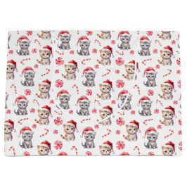 Sacola Para Presentes Grande Gatinho elegante doce doce Natal