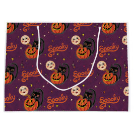 Sacola Para Presentes Grande Gatinho Ritorinho Pumpkin Luas em Roxo Escuro