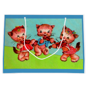 Sacola Para Presentes Grande gatinhos violinistas impressão