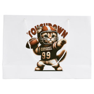 Sacola Para Presentes Grande Gato de Futebol Americano - Touchdown Purrfeição