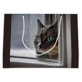 Sacola Para Presentes Grande Gato de Gatinho Feliz Feriado