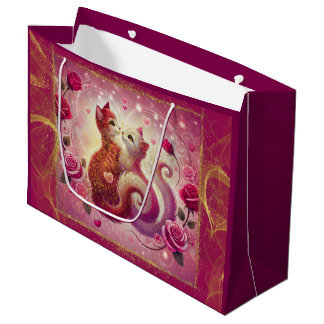 Sacola Para Presentes Grande Gato de Maroon Retroativo -