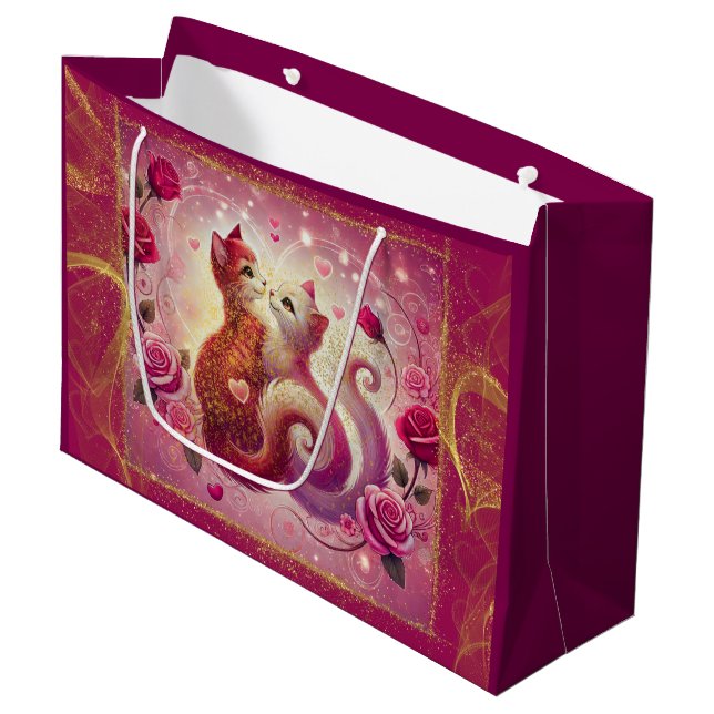 Sacola Para Presentes Grande Gato de Maroon Retroativo - (Frente inclinada)