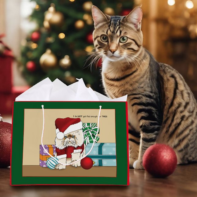 Sacola Para Presentes Grande Gato de Natal Persa (Criador carregado)