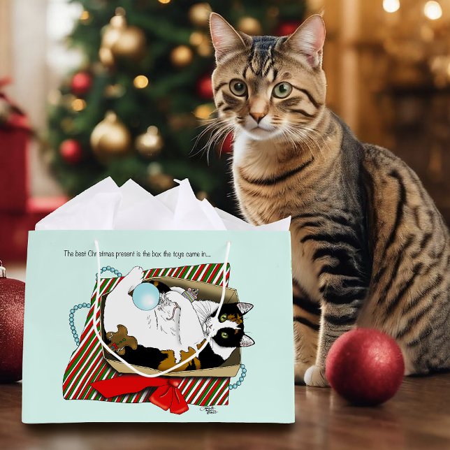 Sacola Para Presentes Grande Gato de Toy de Natal (Criador carregado)