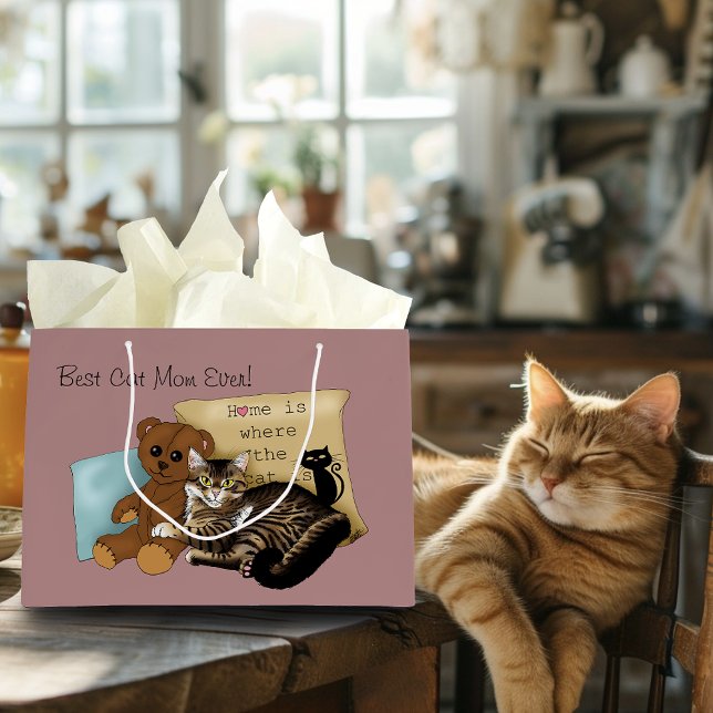 Sacola Para Presentes Grande Gato dia de as mães (Criador carregado)
