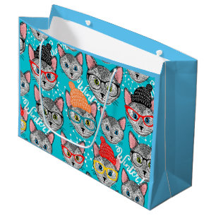 Sacola Para Presentes Grande Gato no chapéu