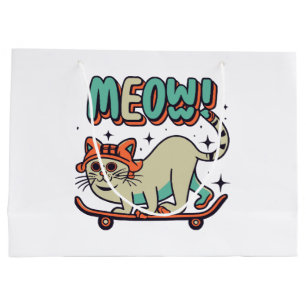 Sacola Para Presentes Grande Gato Patinando Meow
