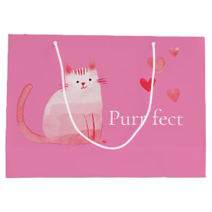 Sacola Para Presentes Grande Gato Puro Rosa
