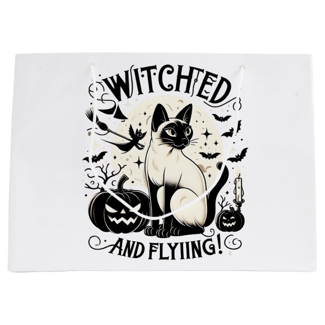 Sacola Para Presentes Grande Gato siamês Mágico: Assustado e Livre (Frente)