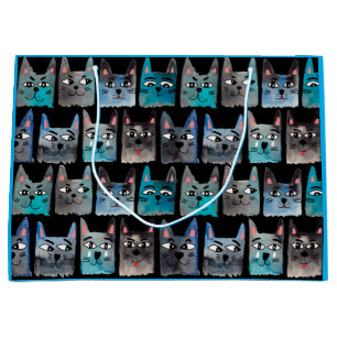 Sacola Para Presentes Grande Gatos azuis