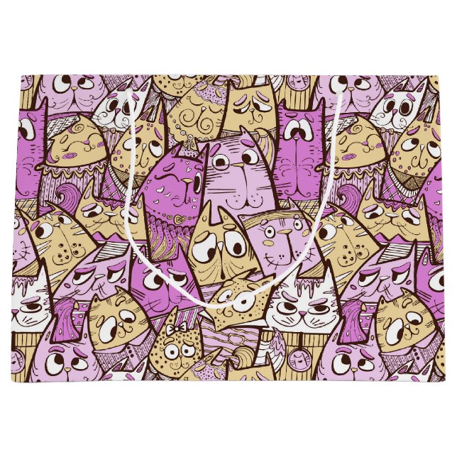 Sacola Para Presentes Grande Gatos Brincadinhos (Frente)