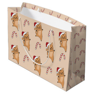 Sacola Para Presentes Grande Gatos De Noite De Natal