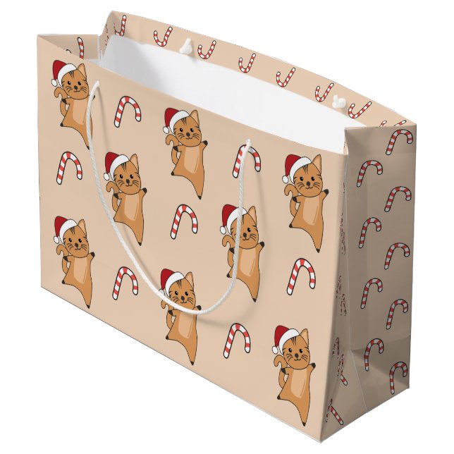 Sacola Para Presentes Grande Gatos De Noite De Natal (Verso inclinado)