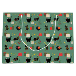 Sacola Para Presentes Grande Gatos engraçados de Natal