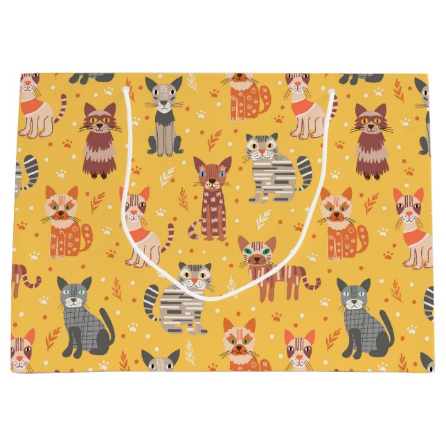 Sacola Para Presentes Grande Gatos Engraçados Gatos-Presente (Frente)