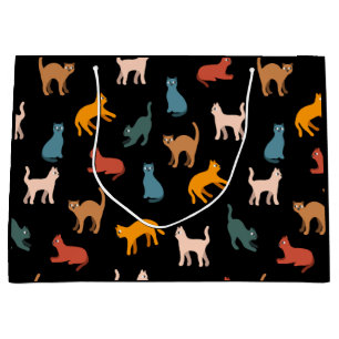 Sacola Para Presentes Grande Gatos no preto