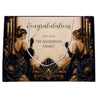 Sacola Para Presentes Grande Gatsby garotas flapper art deco casamento GRANDE