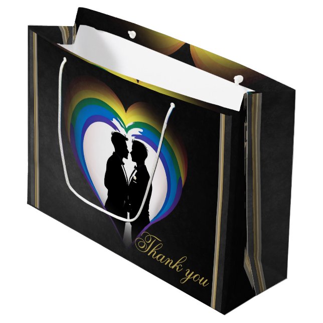 Sacola Para Presentes Grande Gay elegante silhuetas. (Frente inclinada)