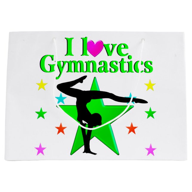 SACOLA PARA PRESENTES GRANDE GELO VERDE EU AMO GINASTICS DESIGN (Frente)