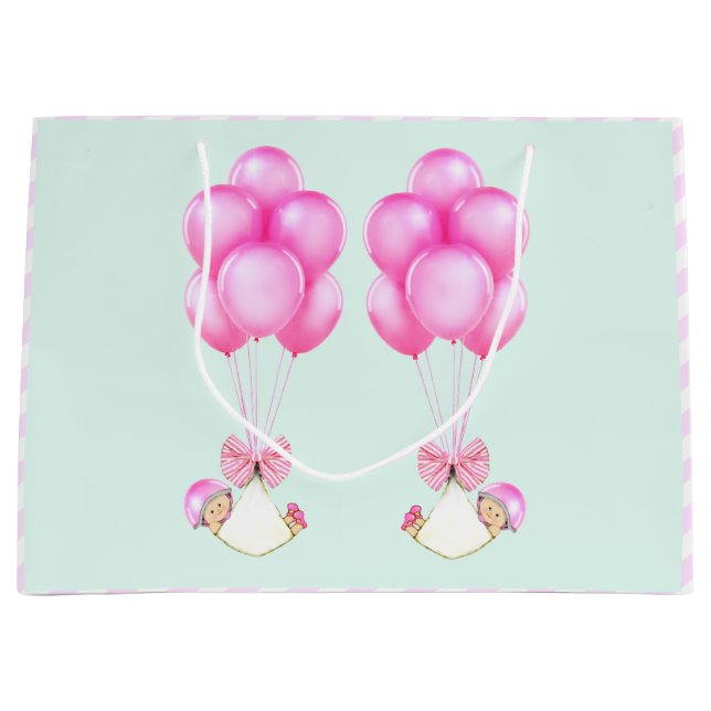 Sacola Para Presentes Grande Gêmeas Bebês (Frente)