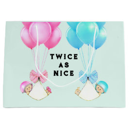 Sacola Para Presentes Grande Gêmeos Bebês Menina e Menino