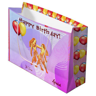 Sacola Para Presentes Grande Gemini Happy Birthday / 21 de maio - 20 de junho