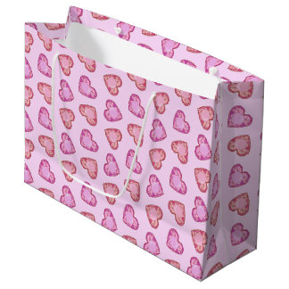 Sacola Para Presentes Grande Gemstone Hearts Cute Pink Valentines Day