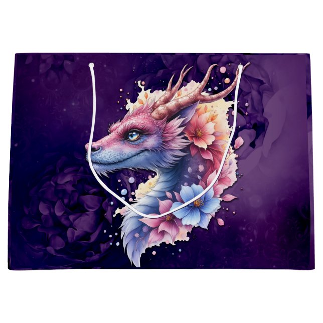 Sacola Para Presentes Grande Gentle Guardian Dragon.  (Frente)