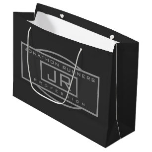 Sacola Para Presentes Grande Geométrico Esportivo Masculino Cinza e Cinzas Escu
