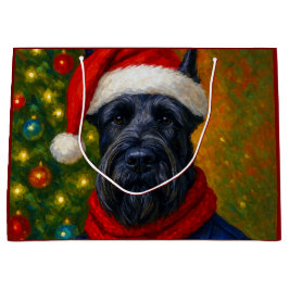 Sacola Para Presentes Grande Giant Schnauzer Holiday Card