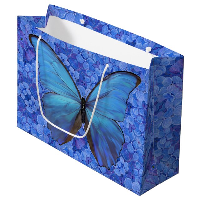 Sacola Para Presentes Grande Gift Bag Blue Morpho em Hydrangea (Frente inclinada)