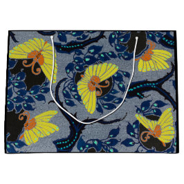 SACOLA PARA PRESENTES GRANDE GIFT BAG CHINÊS PADRÃO DE BORDO AZUL E PRETO