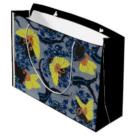 SACOLA PARA PRESENTES GRANDE GIFT BAG CHINÊS PADRÃO DE BORDO AZUL E PRETO