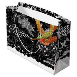 Sacola Para Presentes Grande Gift Bag HUMMINGBIRD E BLACK LACE