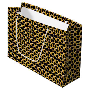 Sacola Para Presentes Grande Gift Bag (Lg) - Ouro Chain Mail