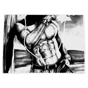 Sacola Para Presentes Grande Gift Bag Para Homens Legal Abs Cowboy Builder