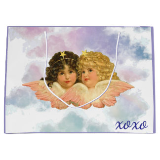 SACOLA PARA PRESENTES GRANDE GIFT BAG TWIN ANGELS IN PASTELS