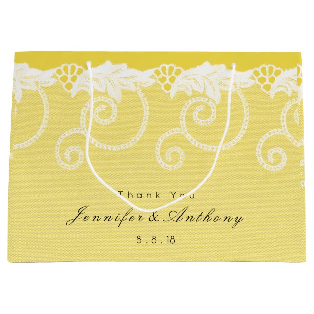 Sacola Para Presentes Grande Gift Bag Yellow Sun Royal Lace Personalizado (Frente)