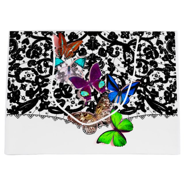 SACOLA PARA PRESENTES GRANDE GIFT BAGS ANTICOS LACE E BOTTERFIS (Frente)