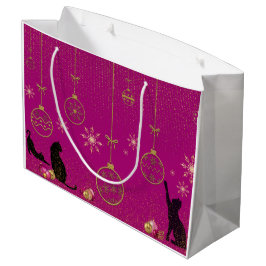 Sacola Para Presentes Grande Gift Bags - Entusiasta de gatos brancos.