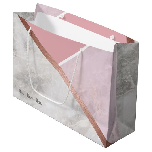 Sacola Para Presentes Grande Giftbag Grande e Dourado Rosa personalizado (Frente inclinada)