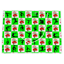 SACOLA PARA PRESENTES GRANDE GINÁSTICA VERDE FESTIVA DESIGN