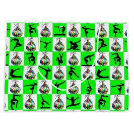 SACOLA PARA PRESENTES GRANDE GINÁSTICA VERDE FESTIVA DESIGN