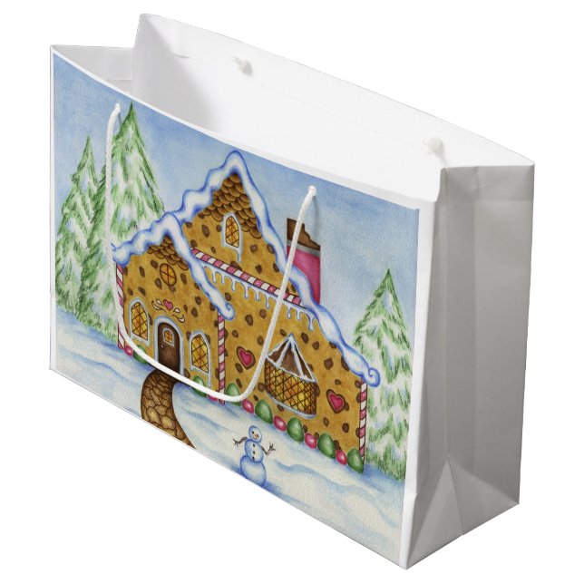 Sacola Para Presentes Grande Gingerbird House Gift Bag (Frente inclinada)