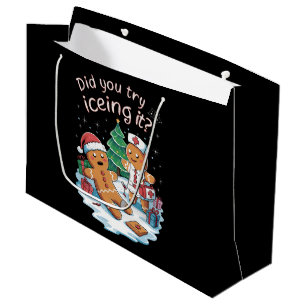Sacola Para Presentes Grande Gingerbird Man Cookie Ugly Sweater Oh Snap Xmas